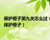 保护橙子第九关怎么过（保护橙子）