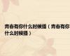 青春有你什么时候播（青春有你什么时候播）