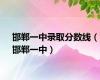 邯郸一中录取分数线（邯郸一中）