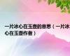 一片冰心在玉壶的意思（一片冰心在玉壶作者）
