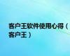客户王软件使用心得（客户王）