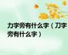 力字旁有什么字（刀字旁有什么字）