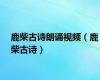 鹿柴古诗朗诵视频（鹿柴古诗）