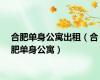 合肥单身公寓出租（合肥单身公寓）
