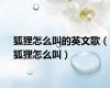 狐狸怎么叫的英文歌（狐狸怎么叫）