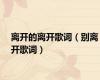离开的离开歌词（别离开歌词）