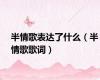 半情歌表达了什么（半情歌歌词）