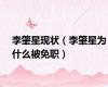 李肇星现状（李肇星为什么被免职）
