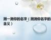测一测你的名字（测测你名字的含义）