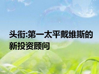 头衔:第一太平戴维斯的新投资顾问