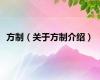 方制（关于方制介绍）