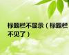 标题栏不显示（标题栏不见了）