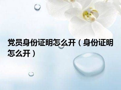 党员身份证明怎么开（身份证明怎么开）