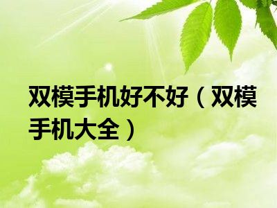 双模手机好不好（双模手机大全）