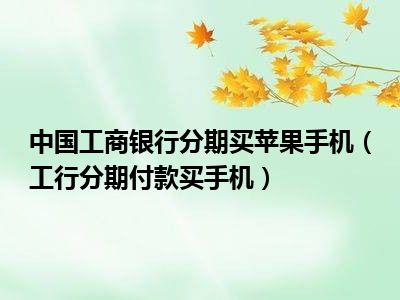 中国工商银行分期买苹果手机（工行分期付款买手机）