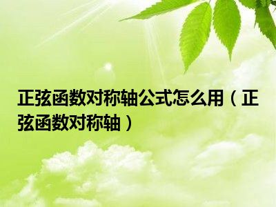 正弦函数对称轴公式怎么用（正弦函数对称轴）