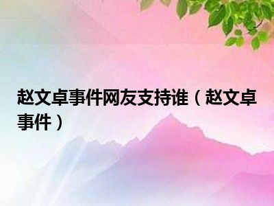 赵文卓事件网友支持谁（赵文卓事件）