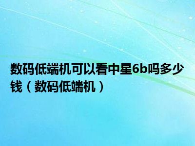 数码低端机可以看中星6b吗多少钱（数码低端机）