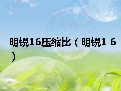 明锐16压缩比（明锐1 6）