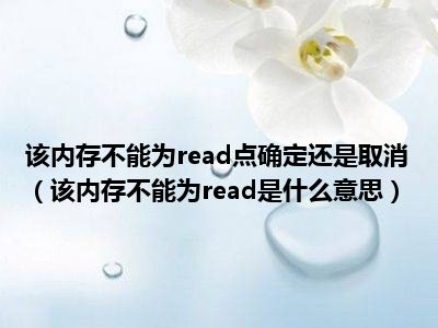 该内存不能为read点确定还是取消（该内存不能为read是什么意思）