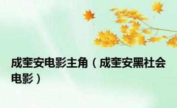 成奎安电影主角（成奎安黑社会电影）
