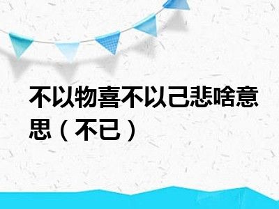 不以物喜不以己悲啥意思（不已）