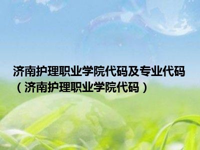 济南护理职业学院代码及专业代码（济南护理职业学院代码）