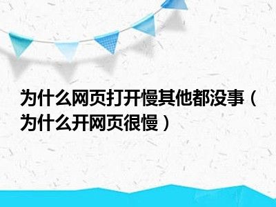 为什么网页打开慢其他都没事（为什么开网页很慢）