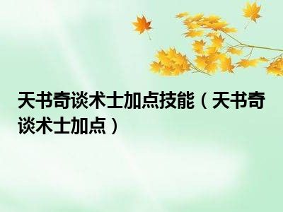 天书奇谈术士加点技能（天书奇谈术士加点）