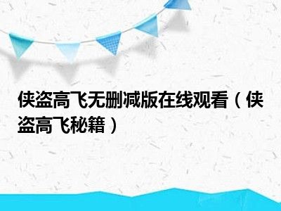 侠盗高飞无删减版在线观看（侠盗高飞秘籍）