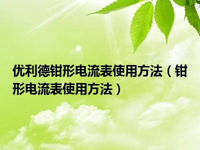 优利德钳形电流表使用方法（钳形电流表使用方法）