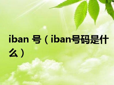 iban 号（iban号码是什么）