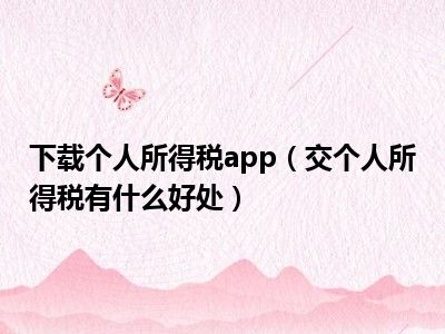 下载个人所得税app（交个人所得税有什么好处）