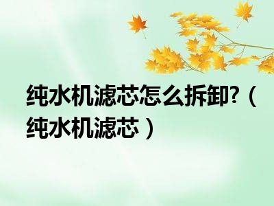 纯水机滤芯怎么拆卸?（纯水机滤芯）