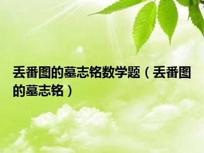 丢番图的墓志铭数学题（丢番图的墓志铭）