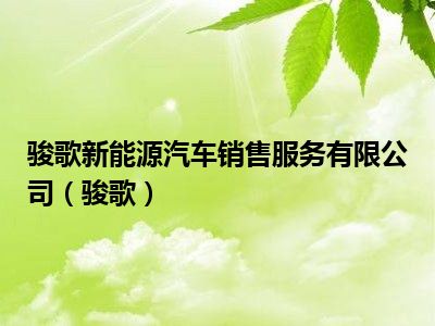 骏歌新能源汽车销售服务有限公司（骏歌）