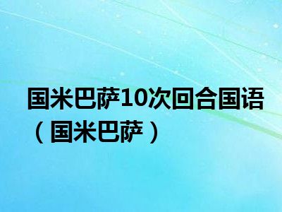 国米巴萨10次回合国语（国米巴萨）