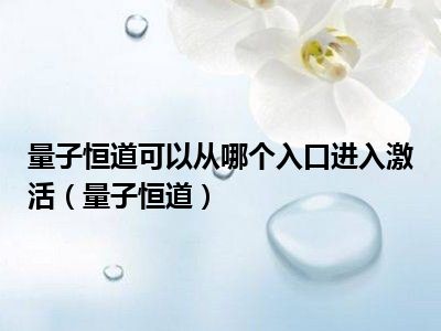 量子恒道可以从哪个入口进入激活（量子恒道）