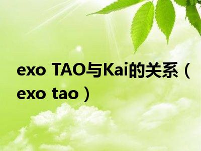 exo TAO与Kai的关系（exo tao）