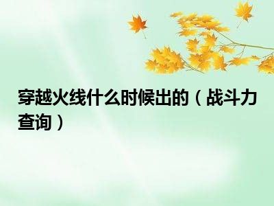 穿越火线什么时候出的（战斗力查询）