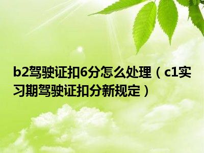 b2驾驶证扣6分怎么处理（c1实习期驾驶证扣分新规定）