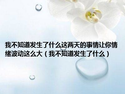 我不知道发生了什么这两天的事情让你情绪波动这么大（我不知道发生了什么）