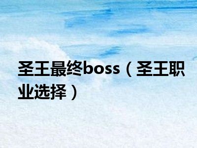 圣王最终boss（圣王职业选择）