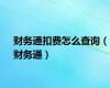 财务通扣费怎么查询（财务通）