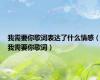 我需要你歌词表达了什么情感（我需要你歌词）