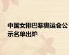 中国女排巴黎奥运会公示名单出炉