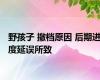 野孩子 撤档原因 后期进度延误所致