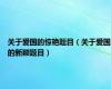 关于爱国的惊艳题目（关于爱国的新颖题目）