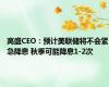 高盛CEO：预计美联储将不会紧急降息 秋季可能降息1-2次